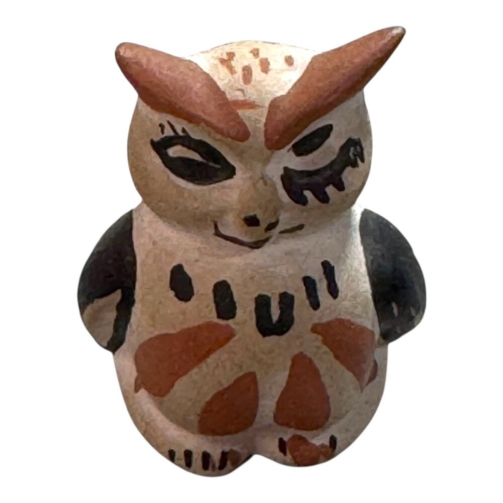 Handcrafted Acoma Miniature Mini Owl Figurine By Isleta P Josola Pueblo 1.5"